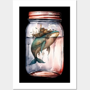 Steampunk Whale in a Jar Posters and Art